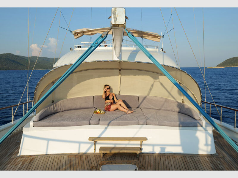 Freedom gulet outdoor fore deck lounge area