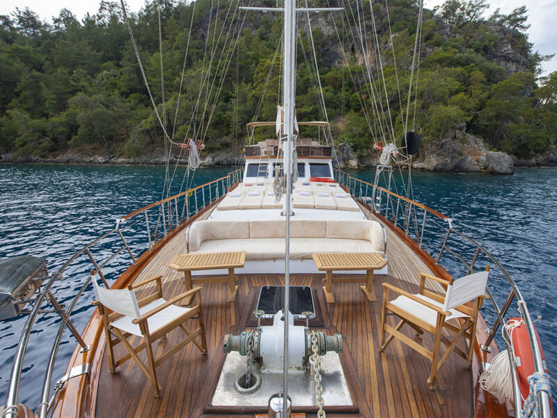 Afilli Gulet outdoor fore deck seating area