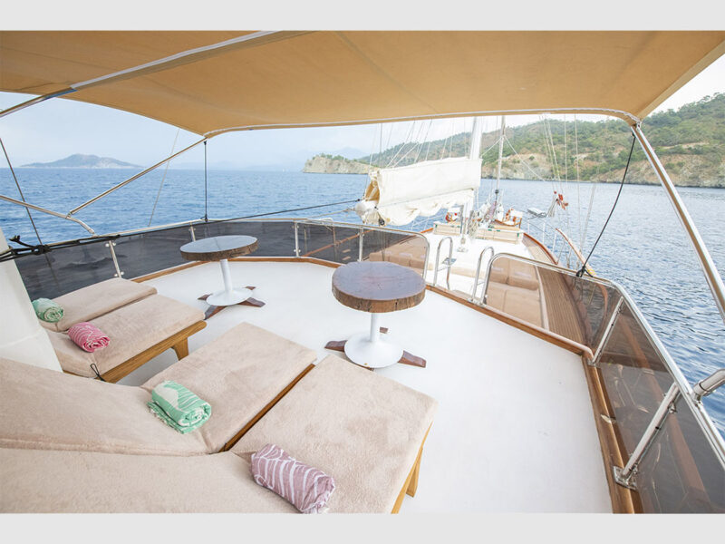 Afilli Gulet outdoor upper deck lounge area