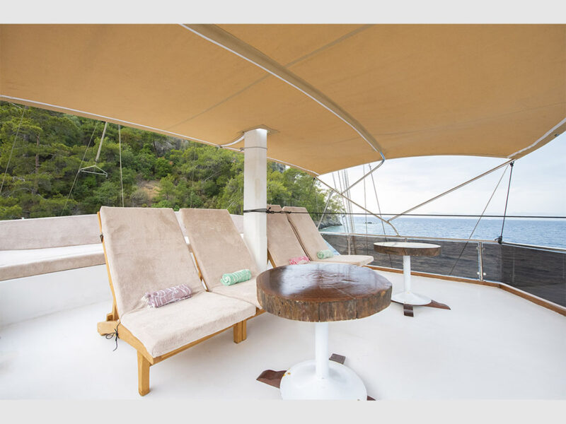 Afilli Gulet outdoor upper deck lounge area