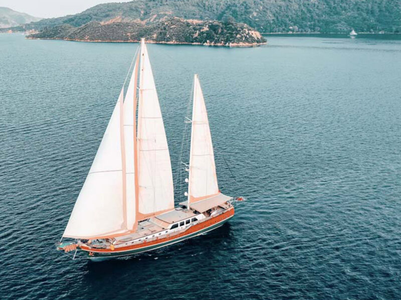 Drone shot of gulet La Bella Vita while sailing