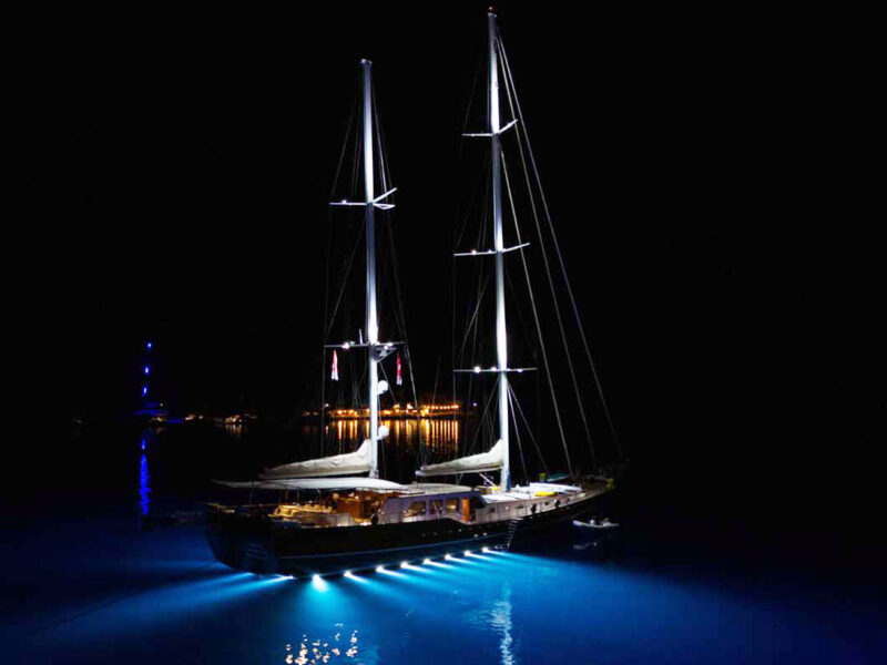 Gulet La Bella Vita Underwater Lights at Night