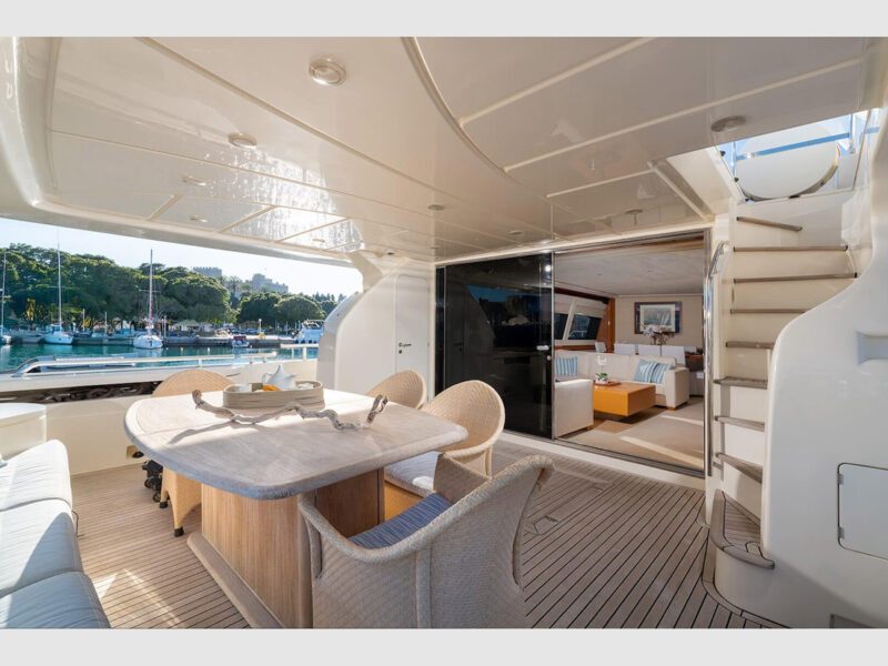 Lady Natasa Ferretti 830 outdoor aft deck