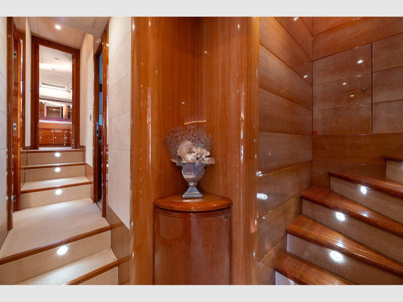 Lady Natasa Ferretti 830 interior stairs to lower deck