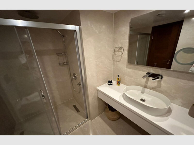 By CF Trawler yacht interior main deck VIP cabin bathroom
