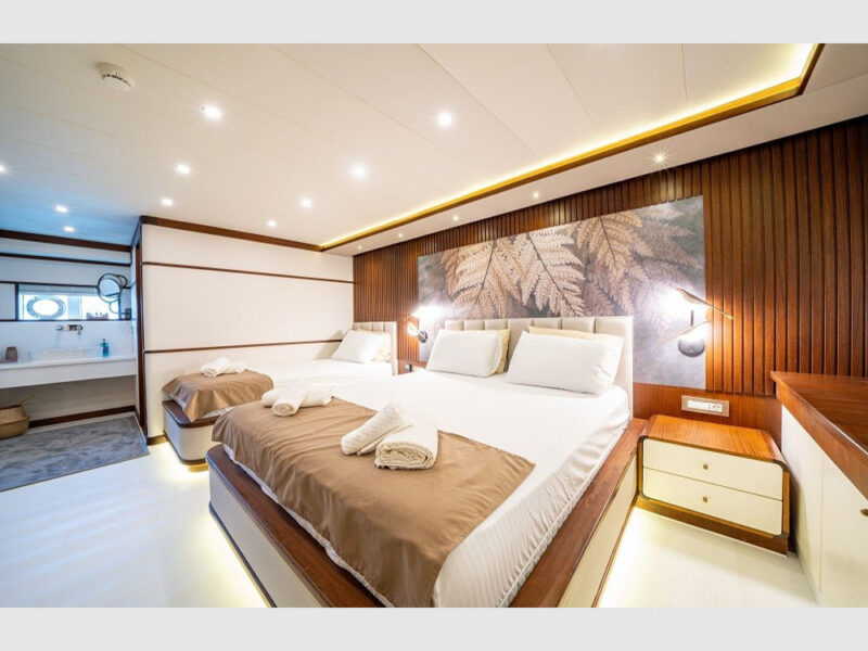 By CF Trawler yacht interior master cabin