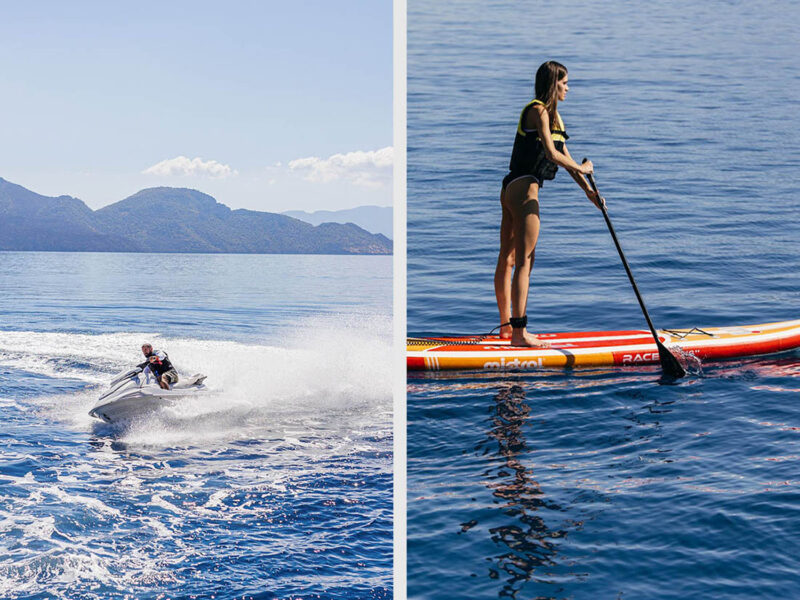 MY Why Not Dominator 780S charter yacht water toys jetski and paddle board