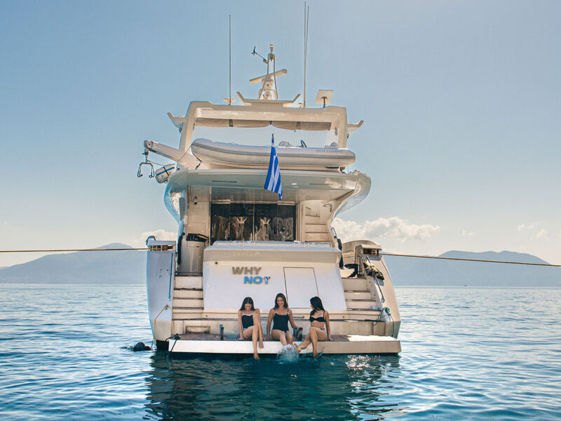 MY Why Not Dominator 780S charter yacht exterior submersible aft platform