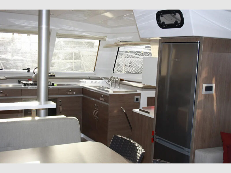 Bali 40 Catspace rental catamaran Marmaris interior galley fridge