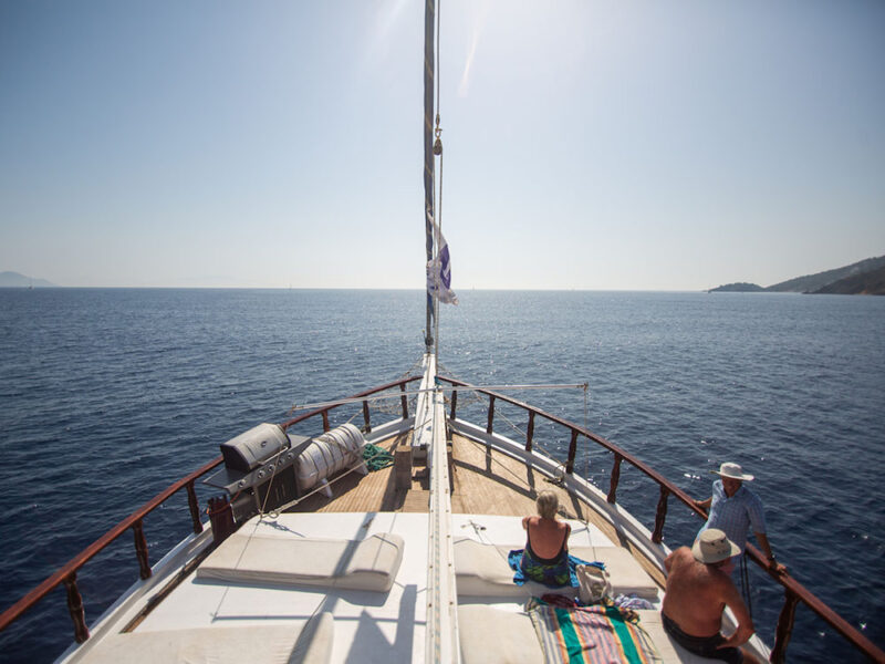 Rhodes blue cruise gulet outdoor foredeck