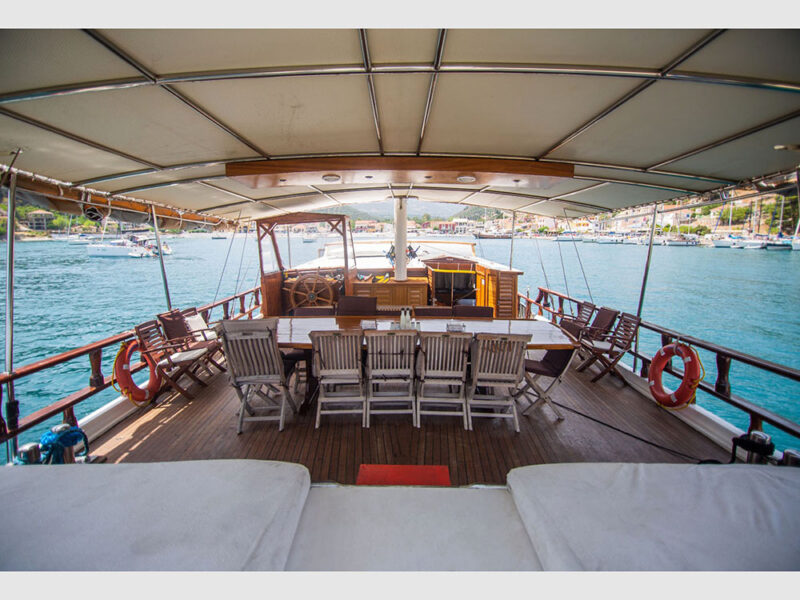 Rhodes blue cruise gulet outdoor aft deck
