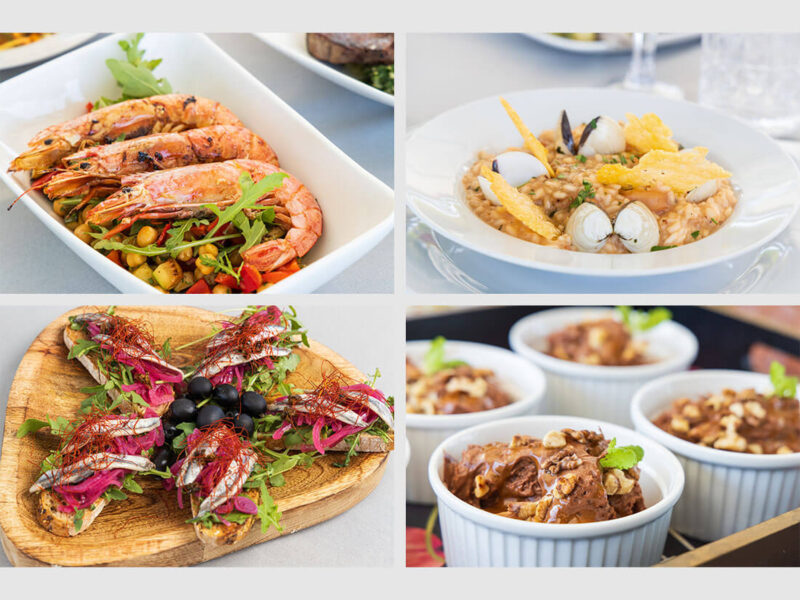 Gideon gulet Croatia charter yacht variety of seafood presentations
