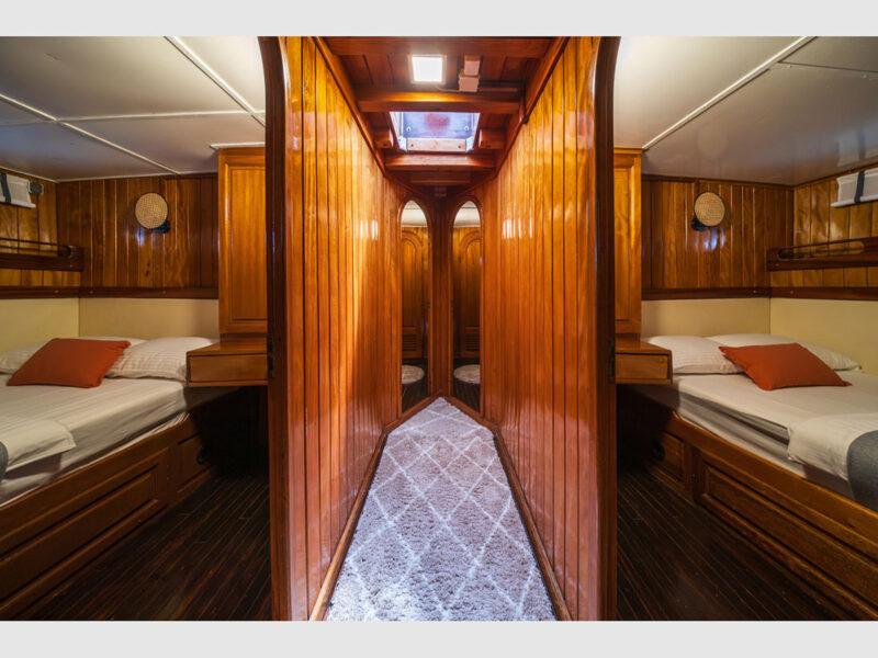 Gideon gulet Croatia charter yacht indoor lower deck hallway
