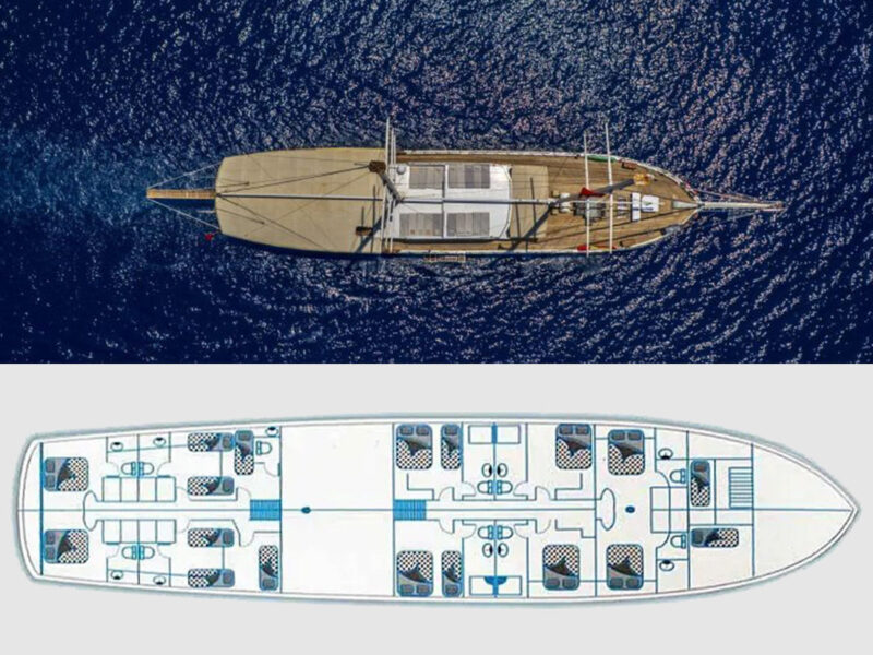 Holiday 10 charter gulet deck plan cabin layout