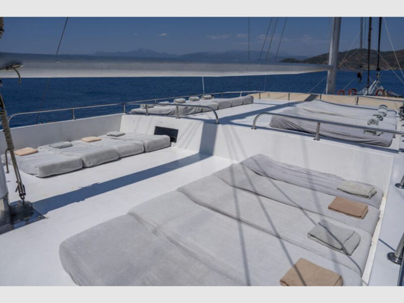 Holiday 10 charter gulet outdoor upper deck sunbeds