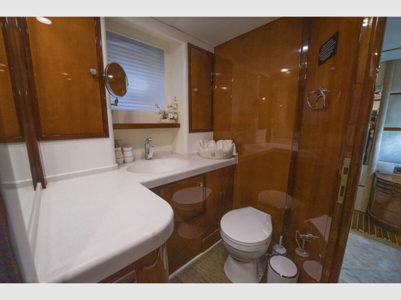 Viva Lola charter yacht interior master cabin bathroom