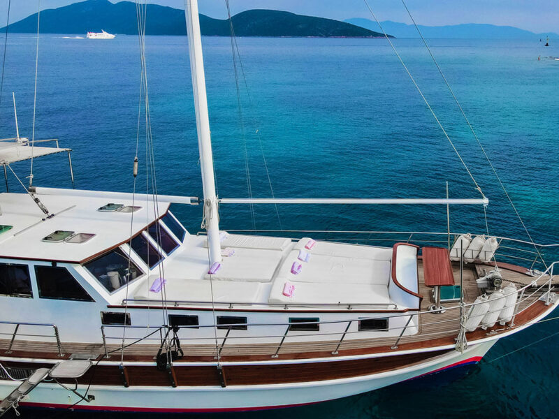 Cagan 2 gulet outdoor fore deck drone shot