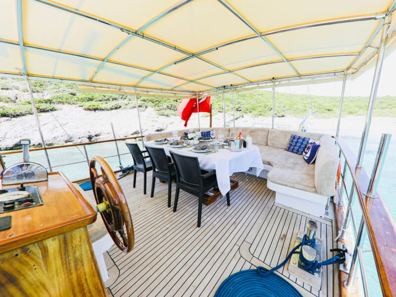 Cagan 2 gulet outdoor aft deck wide angle