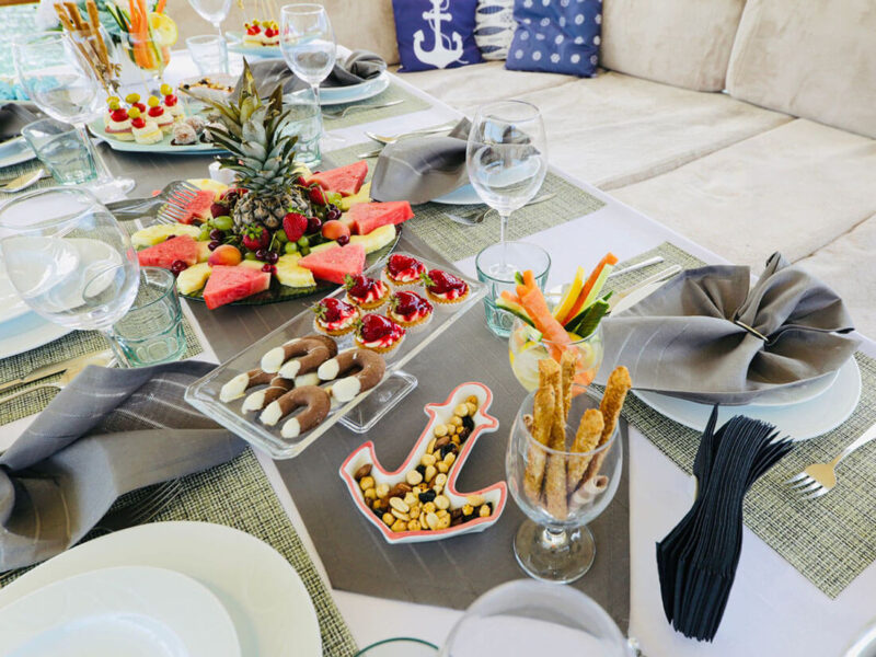 Cagan 2 gulet outdoor aft deck dining table close-up