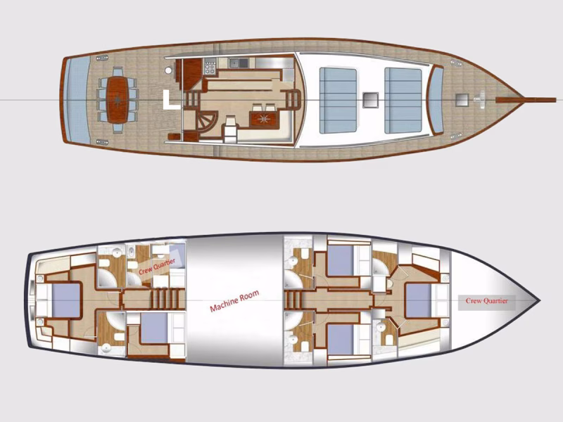 Derya Deniz gulet layout deck plan