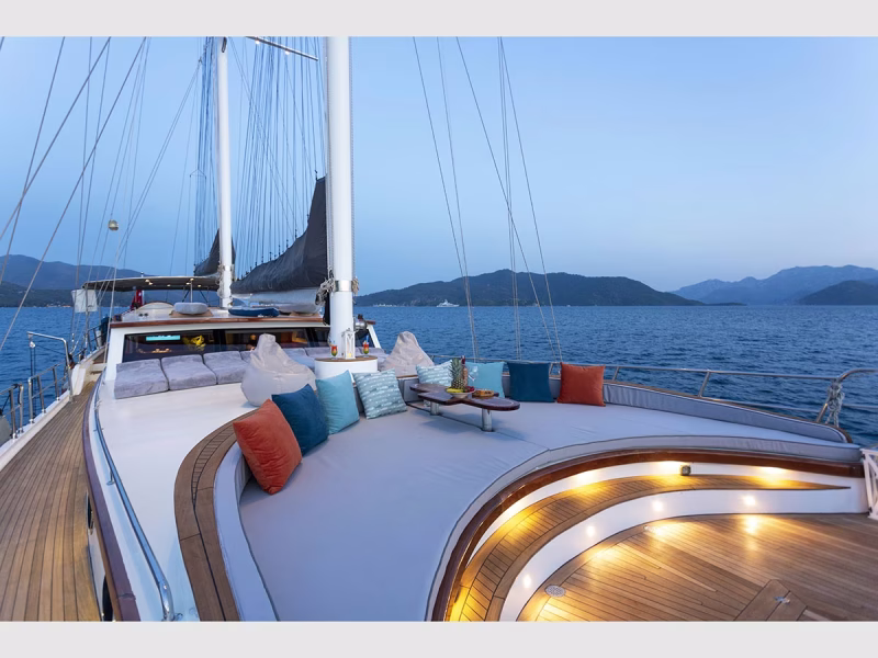 Diva Deniz gulet outdoor fore deck lounge area