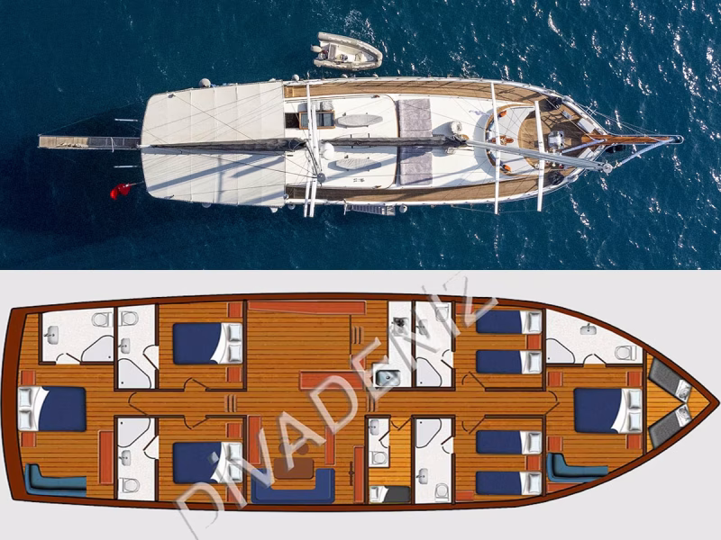 Diva Deniz gulet deck plan layout