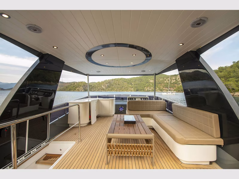 Golden Blue motor yacht outdoor upper deck