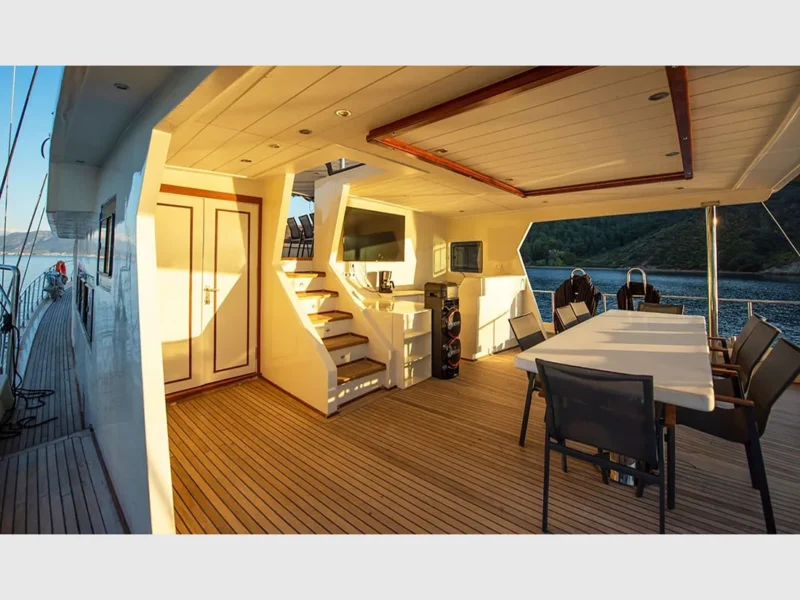 Buse by FRZ gulet outdoor aft deck and side deck
