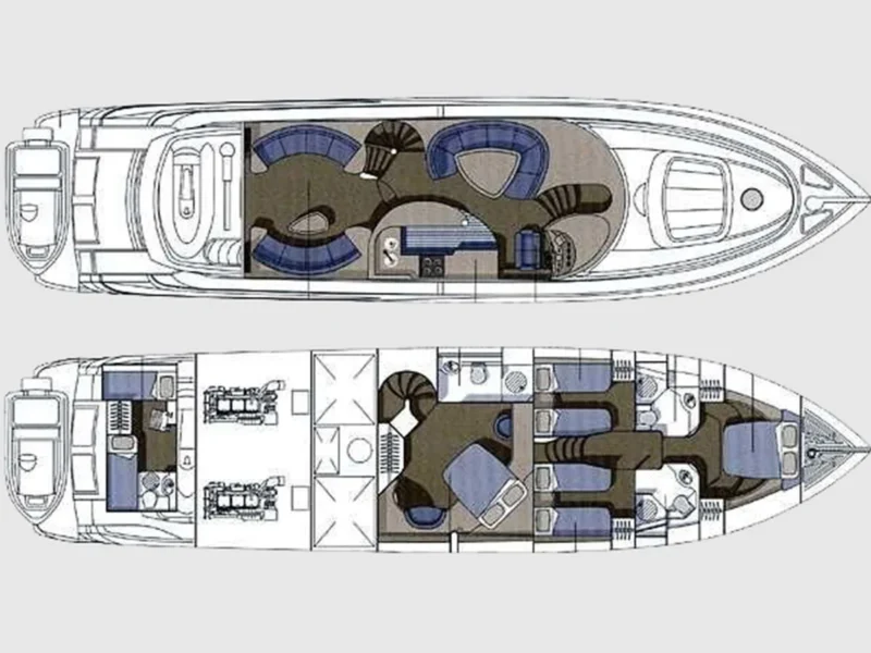 Sunseeker Manhattan 74 motor yacht Radiant deck plan layout
