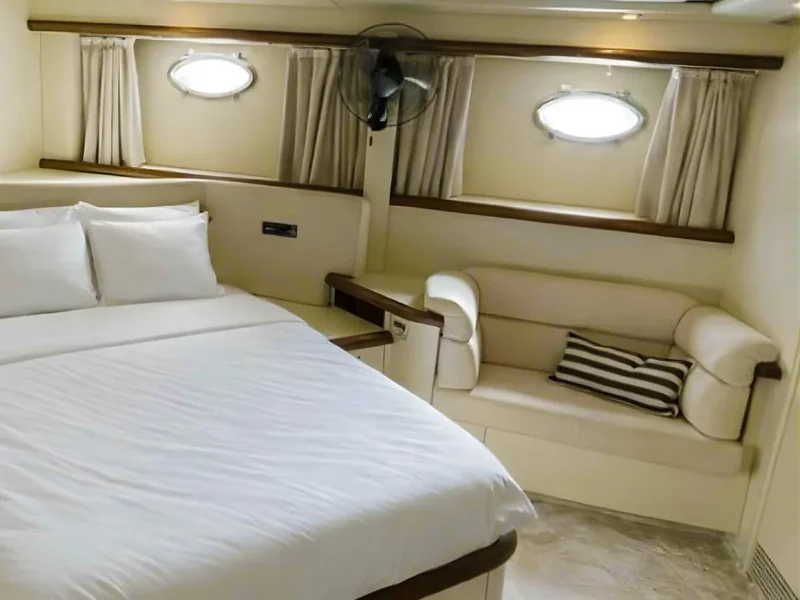 Sunseeker Manhattan 74 motor yacht Radiant interior master cabin sofa