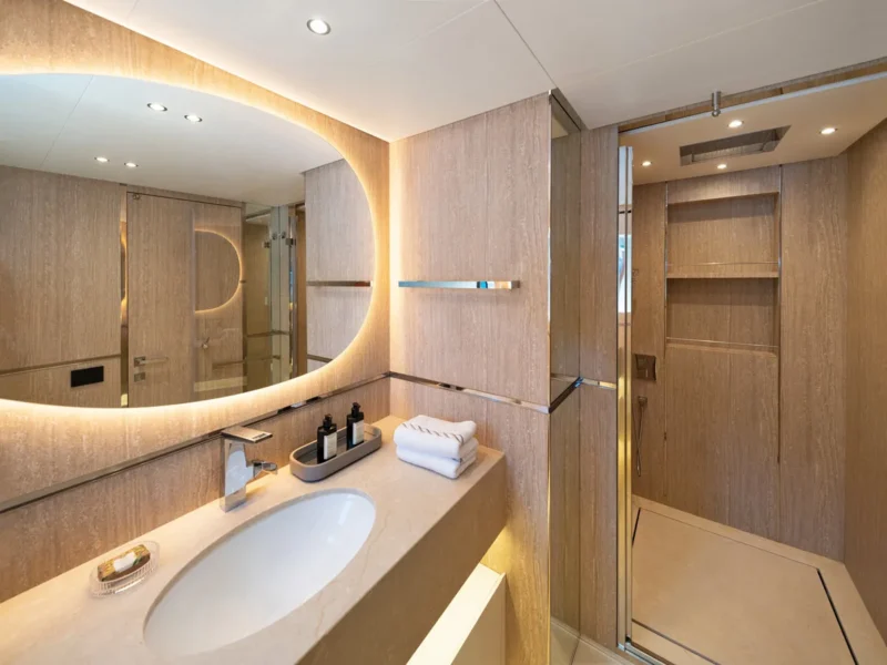 Angels motor yacht interior master cabin bathroom