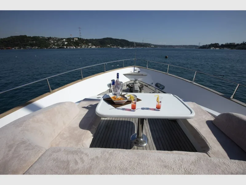 Poseidon-F charter motor yacht in Gocek, outdoor fore deck lounge area