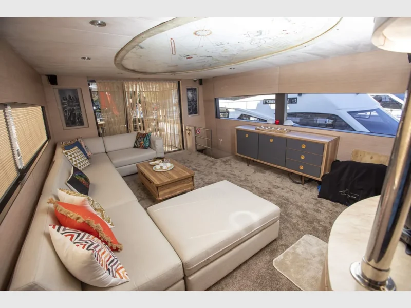 Poseidon-F charter motor yacht in Gocek, interior saloon
