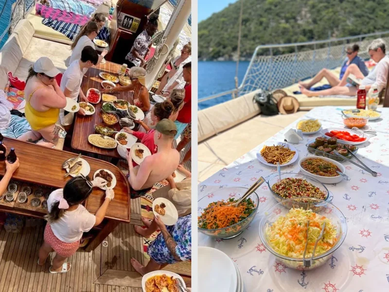 day trip Gocek gulet tour lunch and meze service