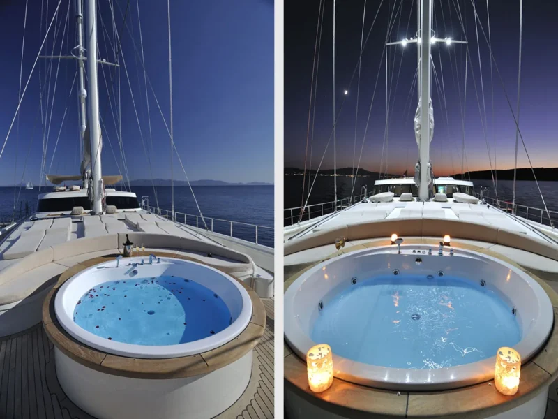 Dolce Mare gulet charter yacht outdoor fore deck jacuzzi