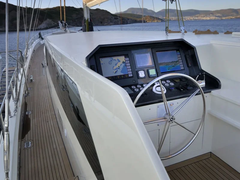 Dolce Mare gulet charter yacht outdoor wheel house