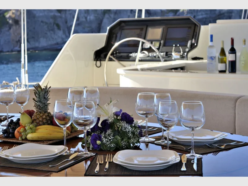 Dolce Mare gulet charter yacht tableware close-up