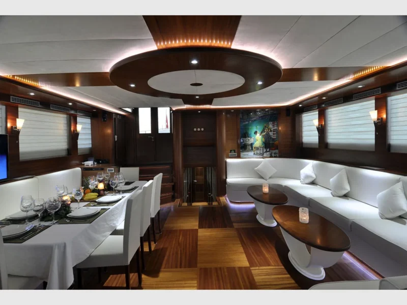 Dolce Mare gulet charter yacht interior saloon