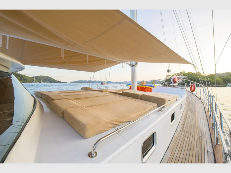 Flores gulet charter yacht outdoor fore deck sunbeds