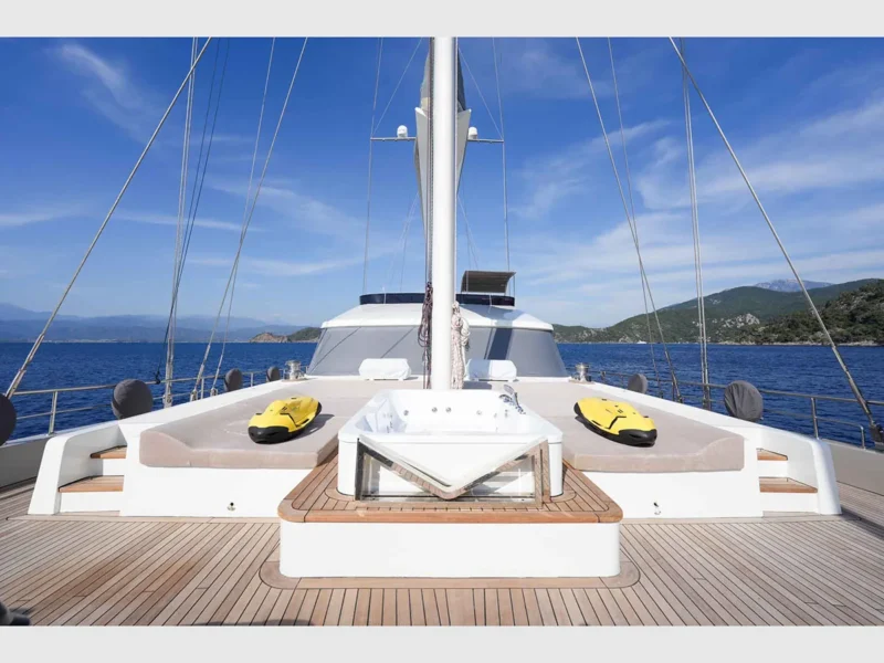 King of The Sea gulet luxury charter yacht fore deck
