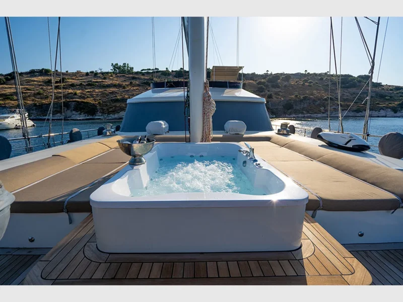 King of The Sea gulet luxury charter yacht fore deck jacuzzi