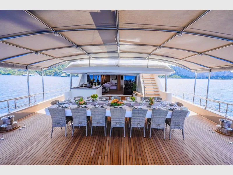 King of The Sea gulet luxury charter yacht outdoor aft deck