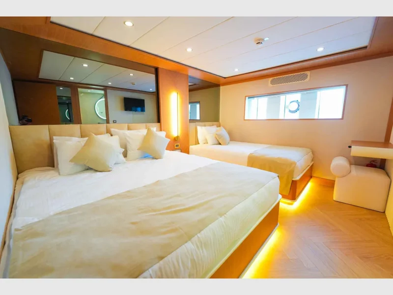 King of The Sea gulet luxury charter yacht triple cabin 1 wide angle