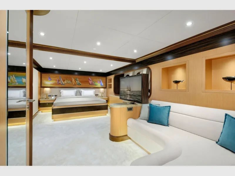 Meira motorsailer charter yacht interior VIP cabin