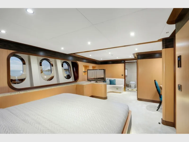 Meira motorsailer charter yacht interior VIP cabin