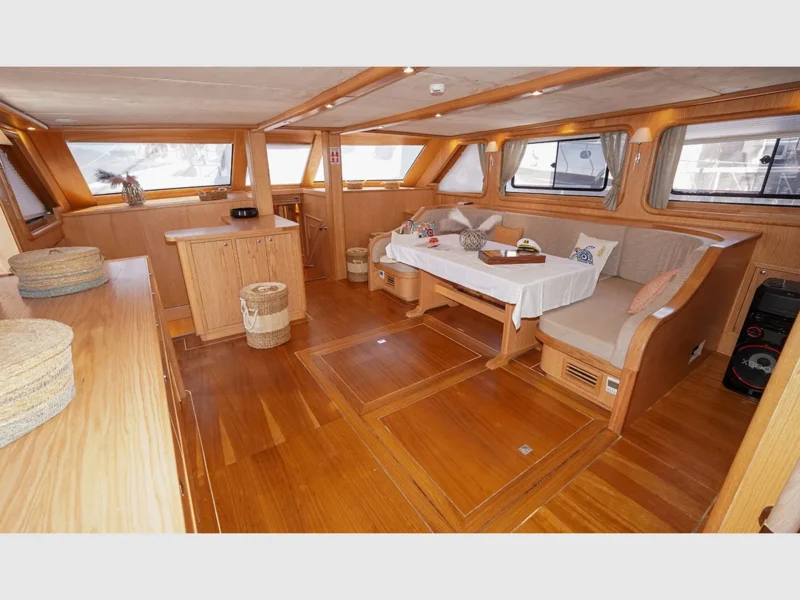 Perla Del Mar gulet interior saloon wide angle
