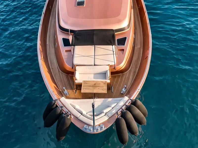 Admiral 115 Poseidon charter motor yacht outdoor fore deck drone shot