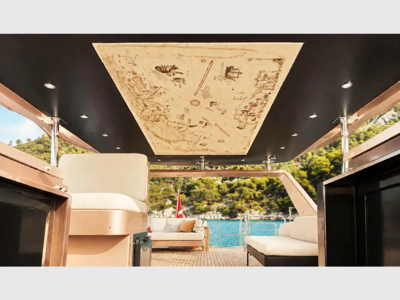 Admiral 115 Poseidon charter motor yacht outdoor upper deck (flybridge)