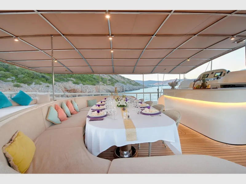 Queen of Salmakis gulet outdoor aft deck