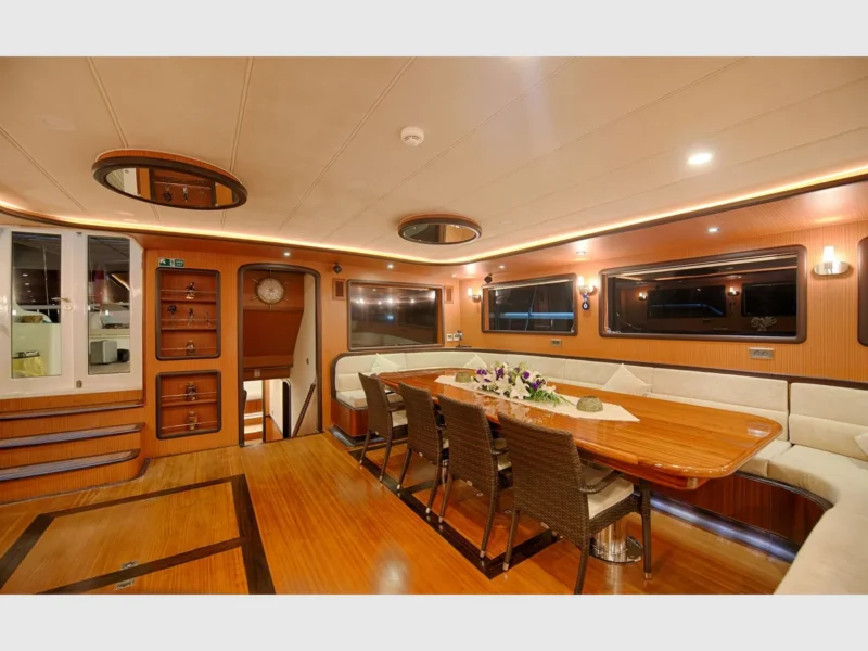 Queen of Salmakis gulet interior saloon wide angle